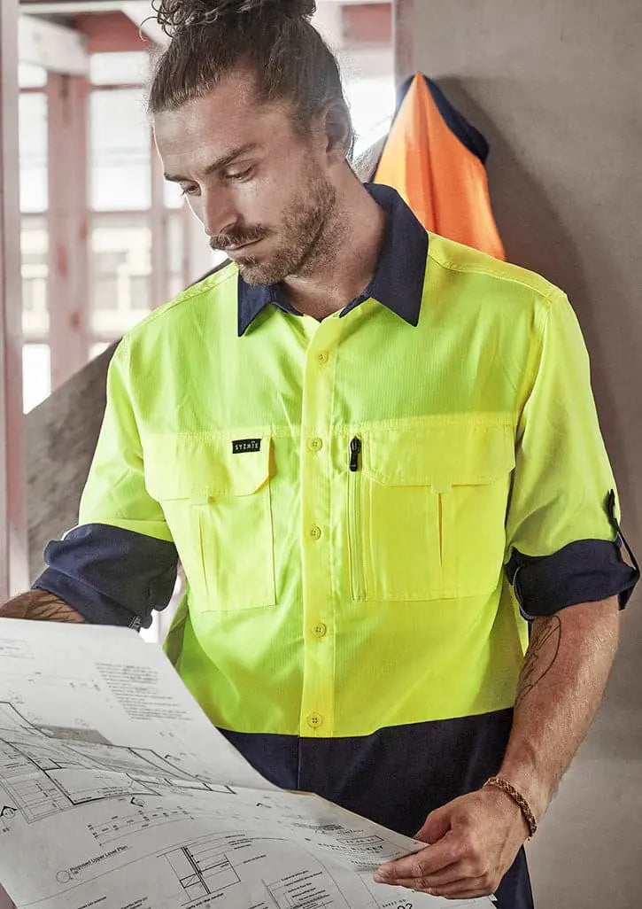 SYZMIK Men's Hi Vis Outdoor Shirt ZW468 Metro Workwear.